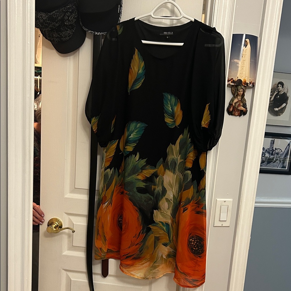 Annabella Black Dress with Vibrant Accents